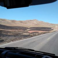 Fire retardant left on burned fields