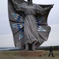 The Dignity of the Earth & Sky scupture honors the cultures of the Lakota and Dakota peoples. It is at the at the Lewis & Clark Memorial Bridge over the MIssouri River.