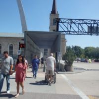 Cathedral tower in background