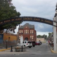 Replica of a test concrete street laid in 1891 by George Bartholomew in Bellefontaine OH.